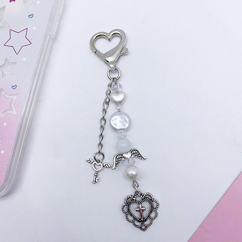 Butterfly Beaded Phone Lanyard Bowknot Pendant Wrist Strap Detachable Phone Chains Keyring Portable Accessory for Women