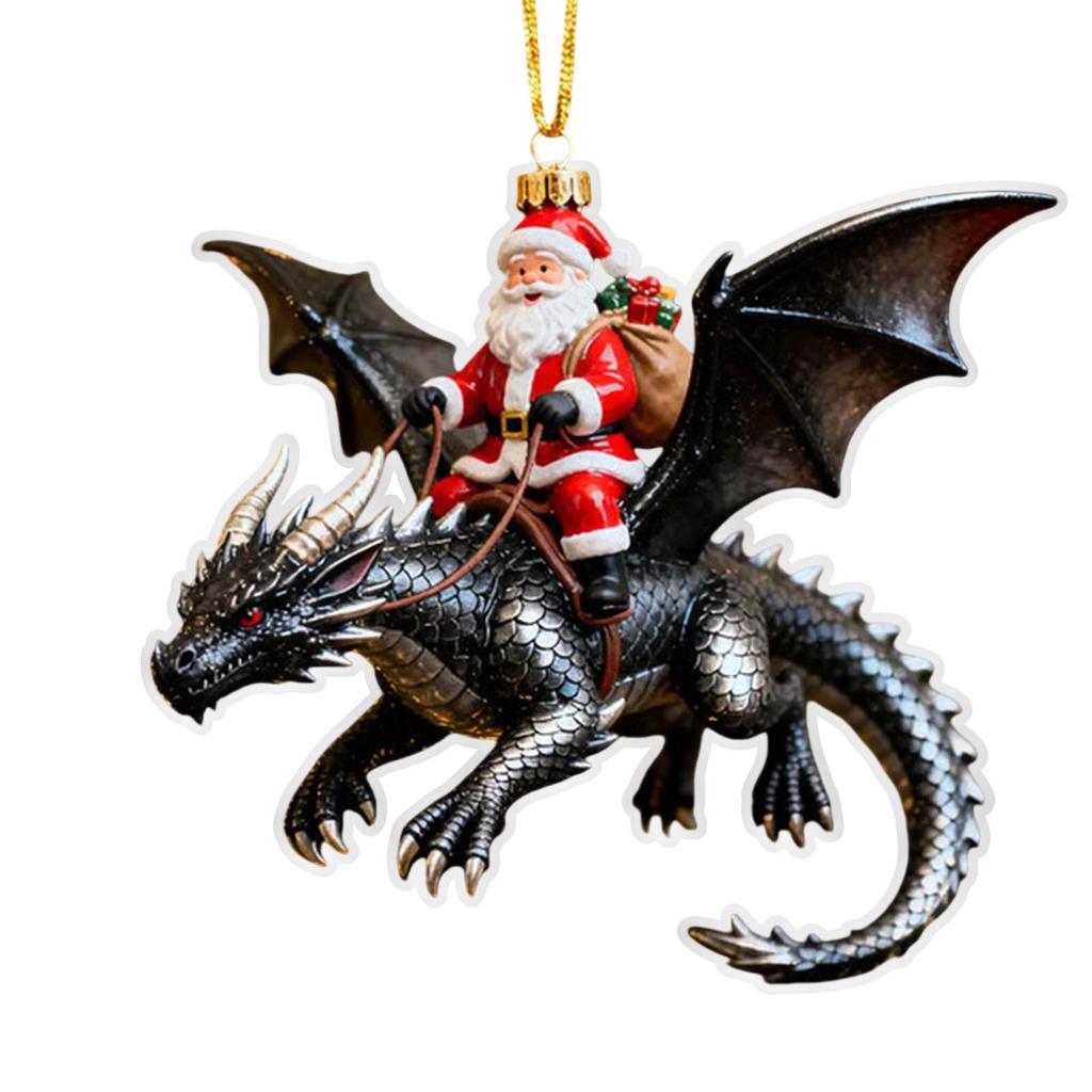 Christmas Ornament, Christmas Acrylic Single-sided Ornament, Riding A Dragon, The Dragon-riding Gift-giving