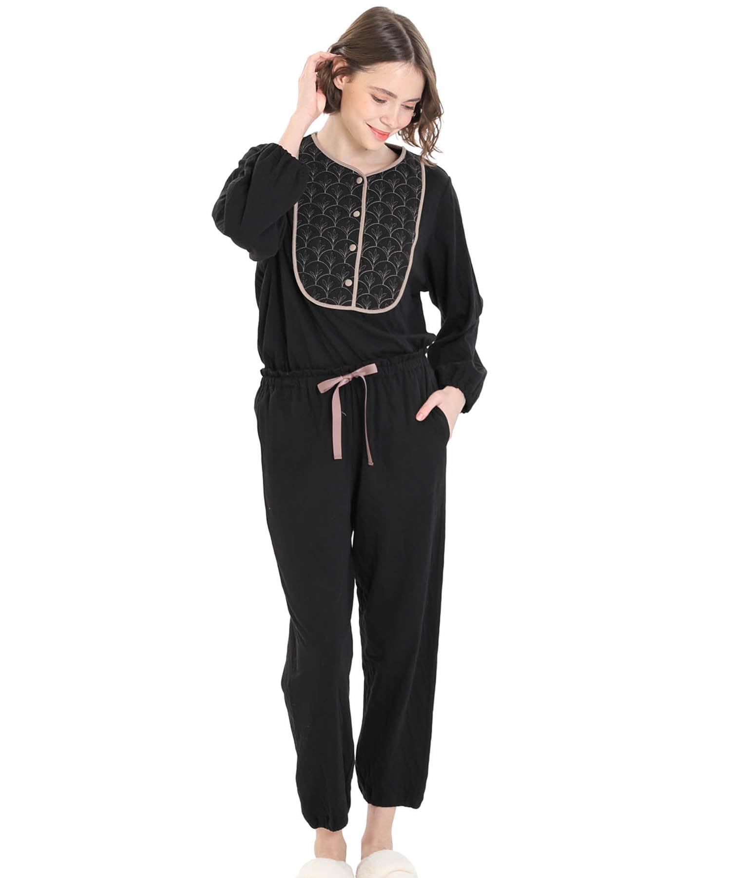 

Narue Cotton Leaf Quilted Pajamas чёрный