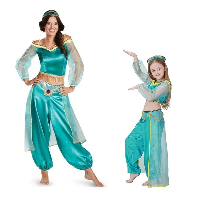 Princess Aladdin Halloween Jasmine Adult Ladies Suit Cosplay Dress Costume Set