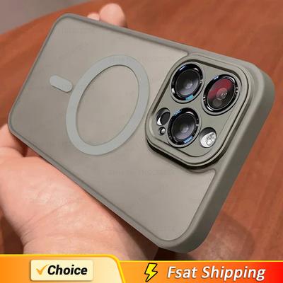 Luxury Matte Translucent Armor Shockproof for Magsafe Case for iPhone 14 13 12 11 15 Pro Max Plus Magnetic Wireless Charge Cover