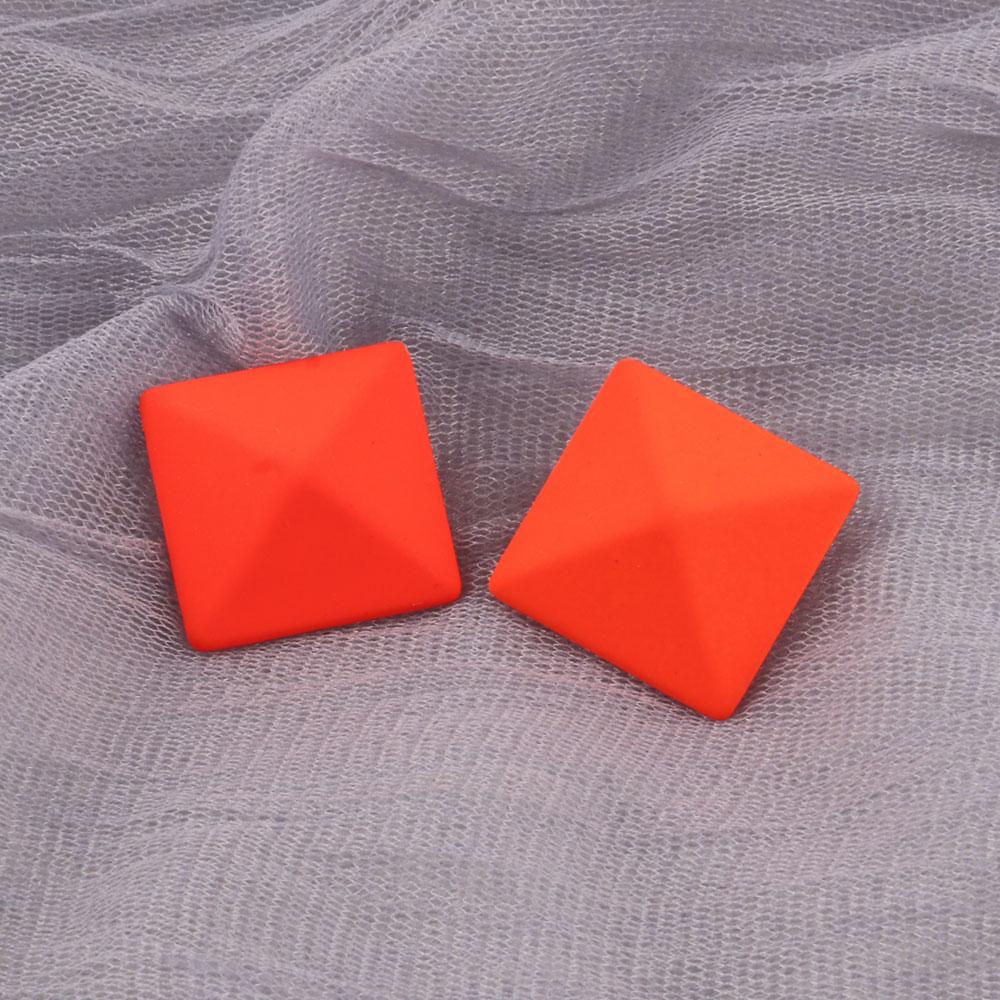 New Korean Neon Yellow Green Round Square Acrylic Stud Earrings For Women Geometric Triangle Matt Earrings Jewelry Party Gifts