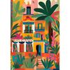 Vibrant Mexican Building Poster Colorful Floral Botanical Landscape Canvas Prints Painting Wall Art for Home Room Decor
