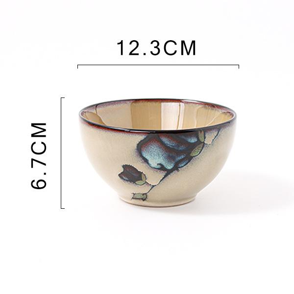 Керамическая расписанная вручную тарелка с цветами, креативная тарелка, японская посуда, бытовая тарелка для рыбы, круглая тарелка для фруктов, киноварная чаша для риса