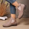 Suede Booties Women's New Short Vintage Block Heel Flat Martin Boots Side Zipper British Style Women's Boots