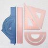 Multifunctional Pink Aluminum Alloy Ruler Set for Primary Students with Laser Engraving