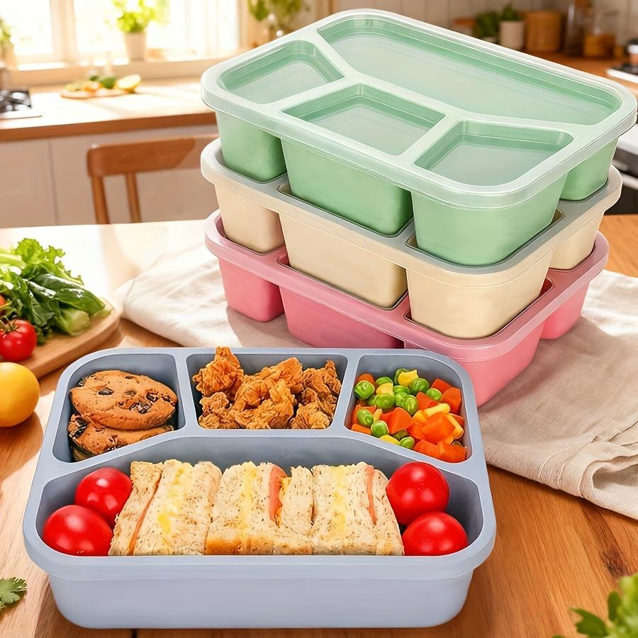 Student Square Lunch Box 4 Compartments, Bento Box Snack & Dry Fruit Container, Food Storage Snack Plate, Leak-Proof