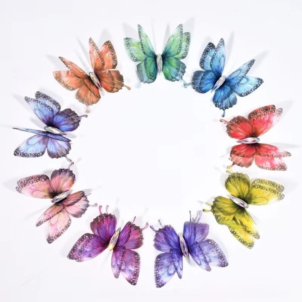 50Pcs 3D Chiffon Tulle Butterfly Patches Simulation Mesh Butterfly Patch  Bridal Hair Accessories