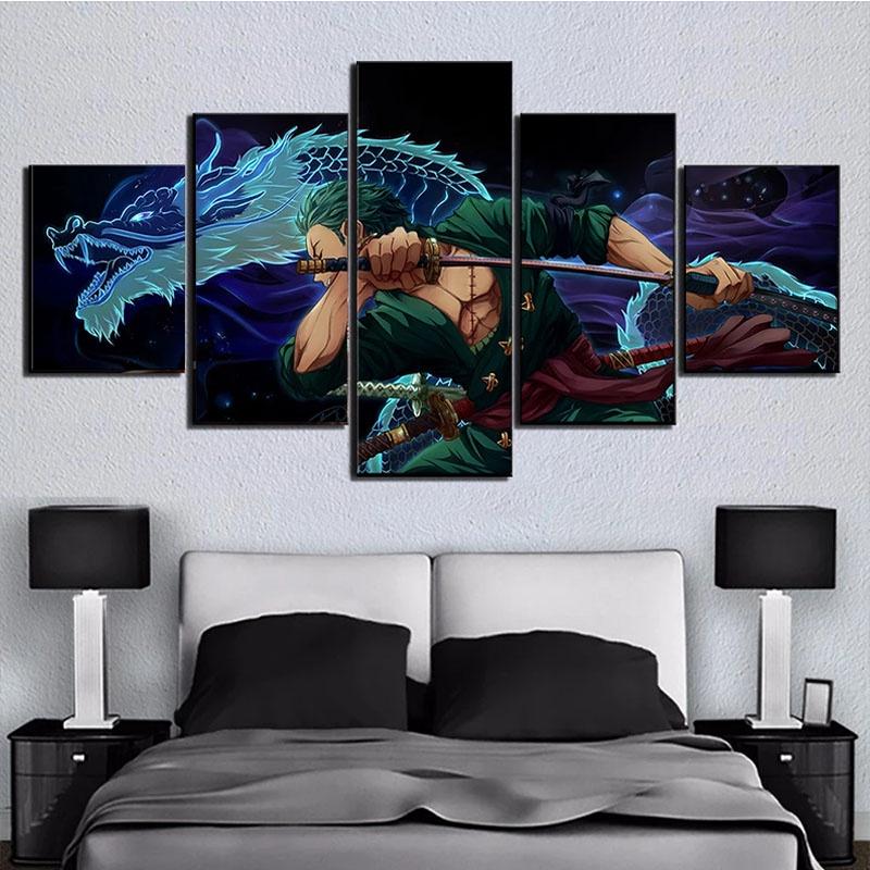 

5 Panels Canvas Wall Arts Painting Japanese Animation Poster Print Roronoa Zoro Picture Modern Living Room Mural Home Decoration 20x35 20x45 20x55cm