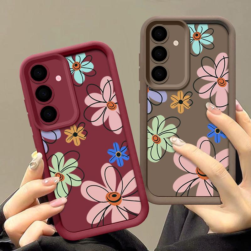Cute Cartoon Flower Case For Samsung Galaxy S25 S24 Ultra S23 S22 Plus S21 S20 FE A15 A16 A26 A34 A35 A36 A54 A55 A56 5G Capa