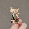 SKEDS Women Men Fashion Creative Exquisite Cute Cat Crystal Pin Lovely Kitten Rhinestone Delicate Kitten Enamel Brooch Badges