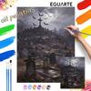 Halloween Digital Oil Painting Coloring Painting Hand Painting Home Decoration Bat Moon Cemetery Landscape Art