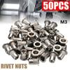 Rivet Nut Insert Stainless Steel Thread 50Pcs Flat Head Insert M6-M10 Nut