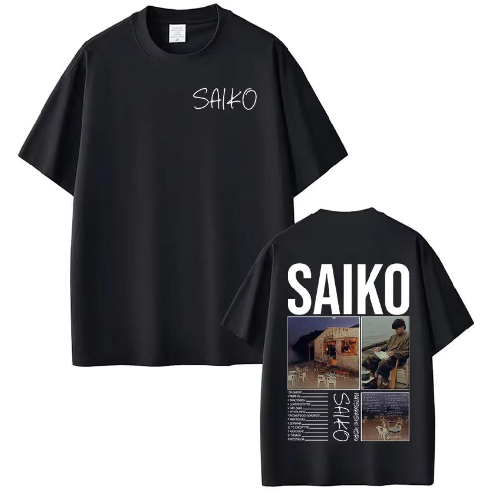Rapper SAIKO Natsukashii Yoru Album 2025 T-shirt Men's Women Cotton Oversized T-shirts Hip Hop Retro Short Sleeve Print T Shirts