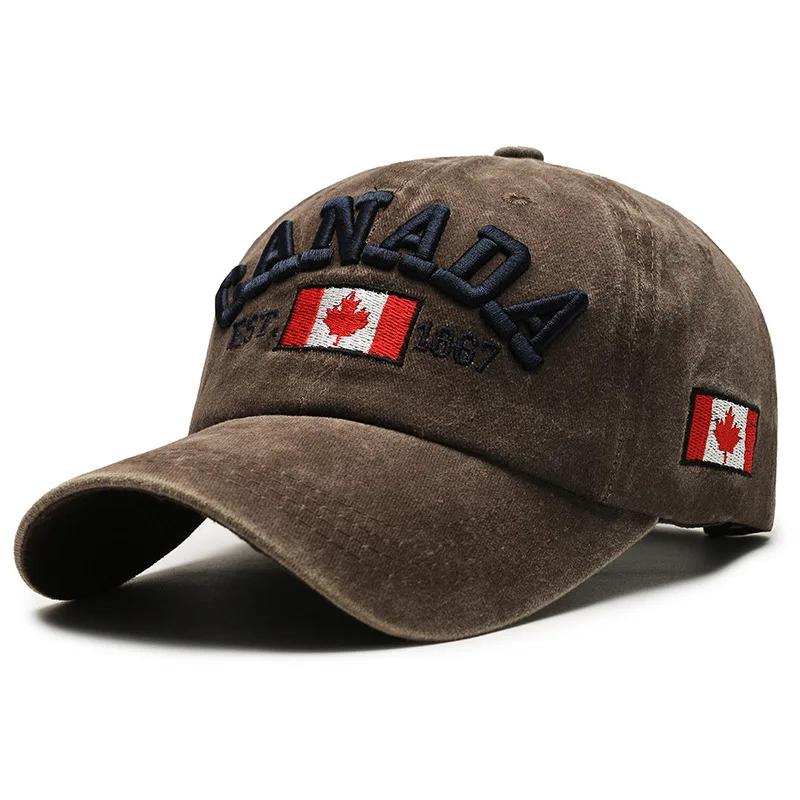 Unisex Washed Cotton Vintage Cap High Quality CANADA Letter Embroidery Baseball Cap Men And Women Outdoor Sports Hats