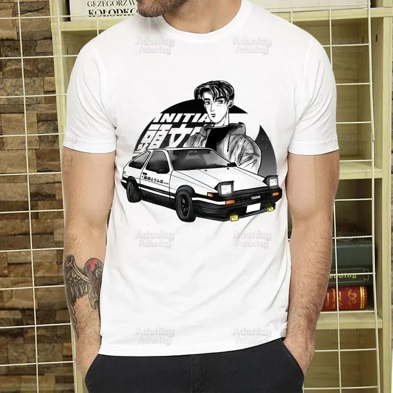 Initial D T Shirt Men Retro Washed Tops Tees Harajuku AE86 Drift Tshirt Hip Hop Male Fujiwara Tofu JDM Japanese T-shirts