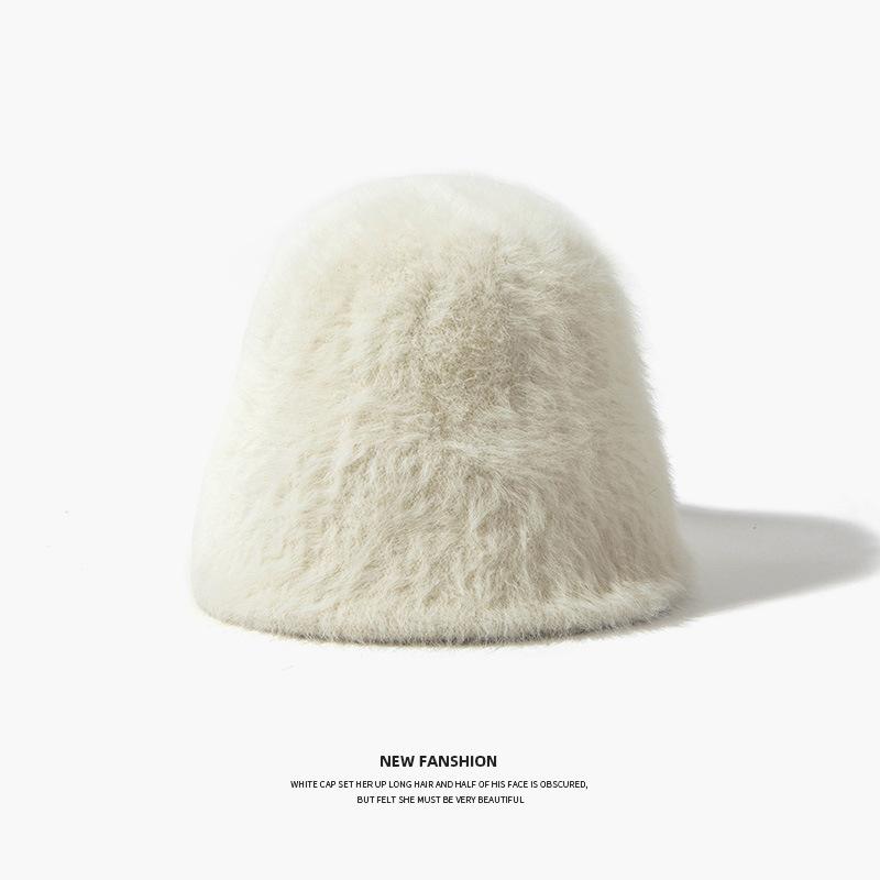 Rabbit Fur Plush Basin Hat Enlarged Hat Women's Winter Versatile Face Covering Warm Bucket Bucket Hat