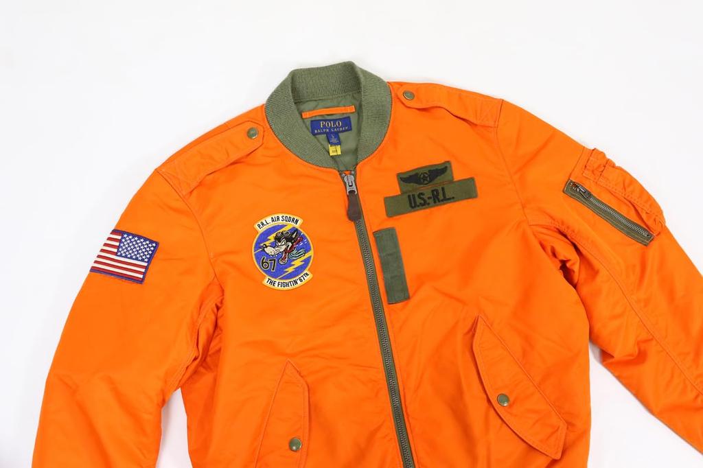POLO RALPH LAUREN Vintage Flight Size CSTLORANGE Men's MA-1 Jacket, M, 0101996, [Used]