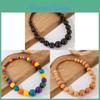 Geometrische Handgefertigte Perlenkette Für Damen Herren Mit Großen Holzkugeln Kunstschmuck