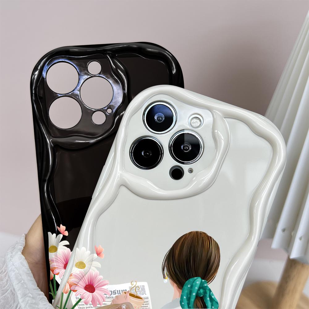 For OPPO A38 A18 A60 A58 A57s A96 Reno12 13 Realme C31 C30 Vivo V30 Y27s Y28 Y36 Y76 Colorful Love Heart Soft Wave Ege Shockproof Case