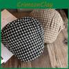 Vintage Checkered Pattern Beret Hat For Women Summer Breathable Cotton Sunshade