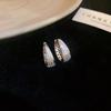 Japan and South Korea zircon geometric Doudou ear buckle light luxury high-end earrings fashion commuter versatile earrings design sense niche