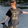 Black Harajuku Printed Short Sleeved T-shirt for Women In Plus Size Top