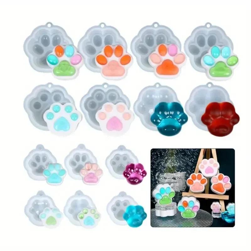 Top Quality 14Pcs Cat Paw Candle Silicone Mold DIY Aromatherapy Soap Making Resin Molds for Home Decoration Cute Pet Theme
