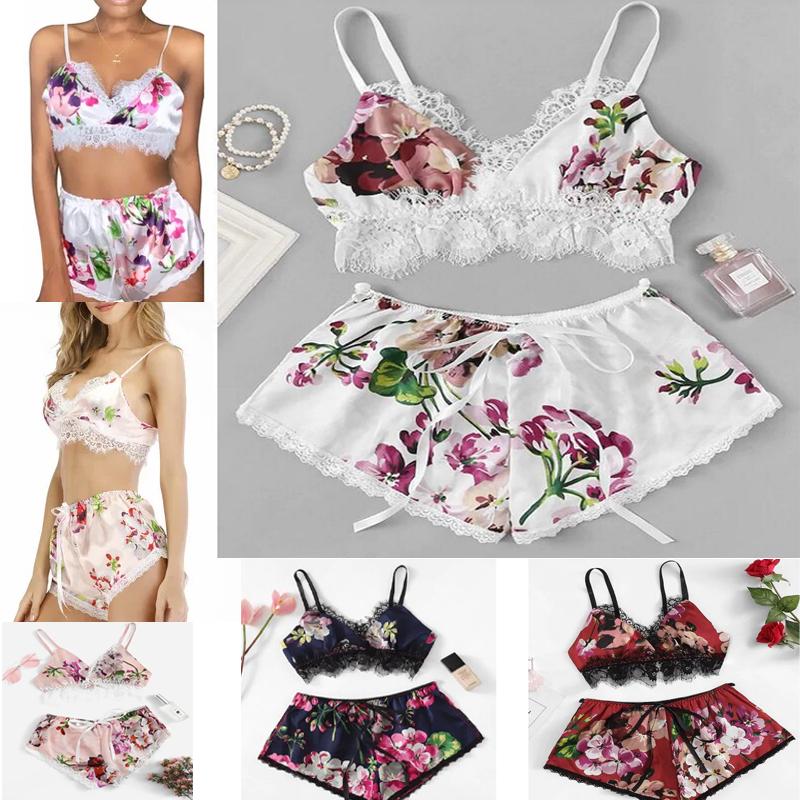 

Женская шелковая кружевная сексуальная пижама с v-образным вырезом, пижамный комплект с шортами