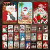Christmas Metal Sign Santa Claus and Snowman Vintage Tin Sign Metal Plate Holiday Merry Christmas New Year Home Wall Decoration