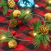 Dazzle Bright Pine Cone Christmas String Lights, Total 6.5FT 20LED Battery Operated Christmas Garland with 8 Modes, Red Berry Pine Cone Fairy String