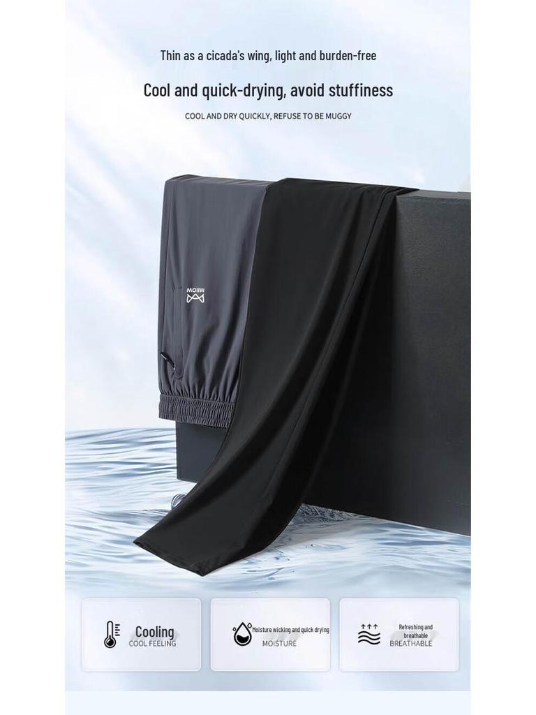 Mao Ren Men's Ice Silk Straight-Leg Casual Pants