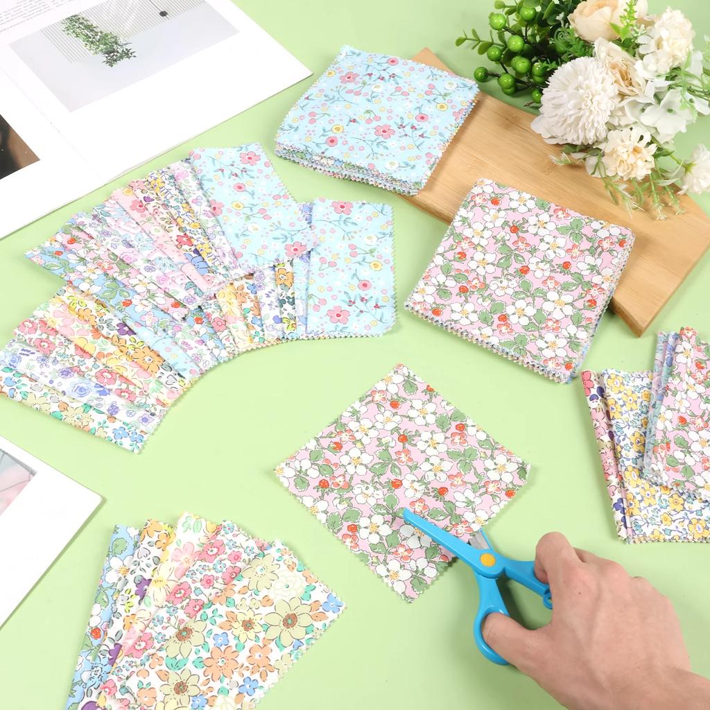 126/120 Pcs Charm Pack for Quilting 5x5 Inch Cotton Fabric Squares Printed Charm Squares Soft Quilting Fabric for Sewing DIY
