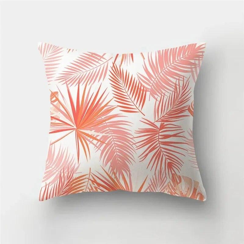 Nordic fashion geometric plant orange red pillowcase 45X45cm living room sofa cushion cover bedroom home decoration