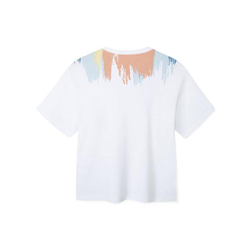 Anta Loose Short Sleeve Round Neck T-Shirt With Colorful Pattern And Letter Print Women Tops Snow-White 162228135-1
