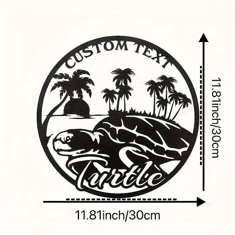 1 PC Custom Sea Turtle Metal Wall Art with Palm Tree, No Power, Reusable Coastal Home & Garden Decor, Custom Sign, Festival Statue