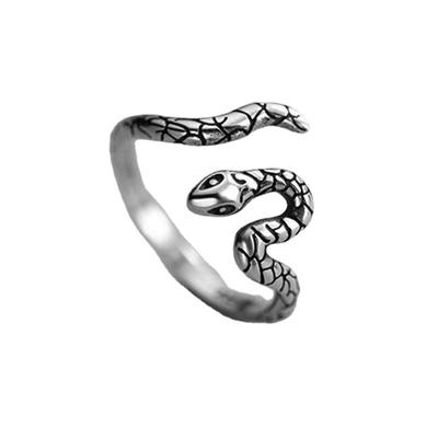 Anello vintage a forma di serpente per uomo Gioielli Personalità Design animale semplice Anello in argento sterling 925 Dito regolabile maschile