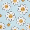 Outdoor Decorative Fabrics Oxford - Motif Flowers And Sun With Smileys