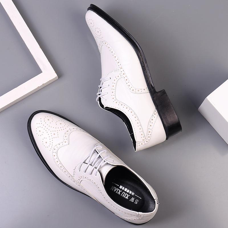 Fashion Handcrafted Mens  Oxford Shoes Genuine Calfskin Leather Brogue Dress Shoes Classic Business Formal Shoes Man