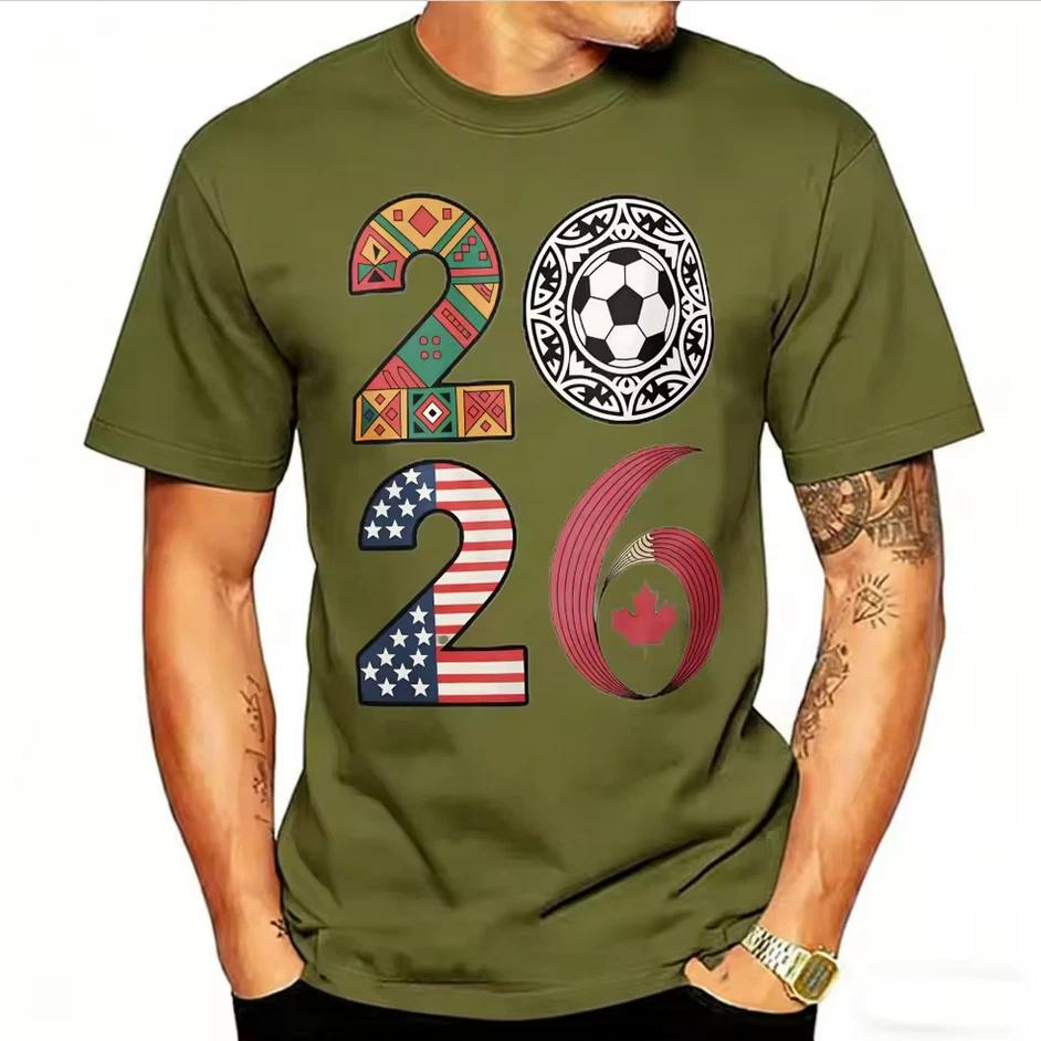 2026 USA Canada Mexico Soccer Fan T-T-Shirt Tribal Flag Graphic Cotton Printed Tee 2XL