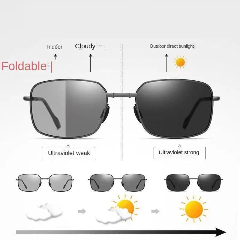 New  High-quality Fashion Foldable Polarized Sunglasses Men Women Vintage Portable Folding Metal Frame Sun Glasses UV400