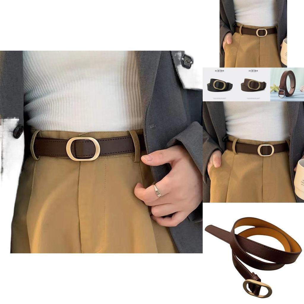 Vintage Korean Metal Ins Belt For Jeans With No Holes Elegant Black And Brown Design