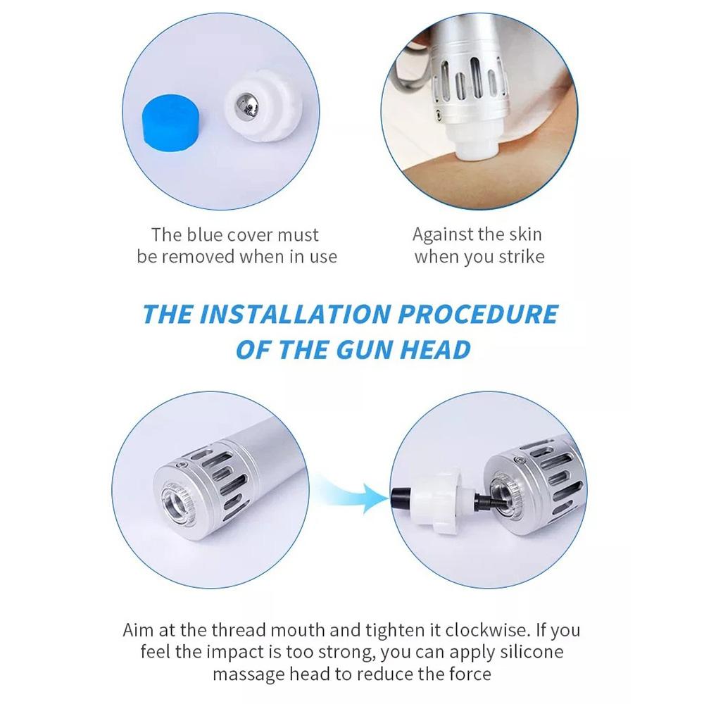 Muscle Massager Shockwave Machine 7 Heads Lattice Ballistic Shock Wave Silicone Heads Portable Home Sports Recovery Ergonomic Design