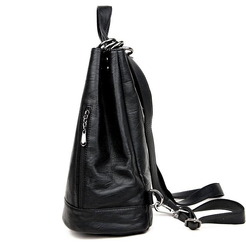Langlebige, modische Damen-Rucksack-Umhängetasche aus Pu-Leder in Schwarz