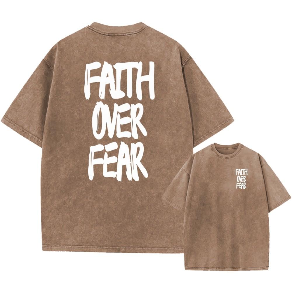 Cotton Oversized TShirt Faith Over Fear Vintage Streetwear Unisex Tee XL