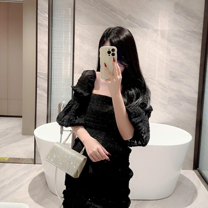 New In Glitter Sling Evening Bag Luxury Handbags for Women Party Wedding Chain Crossbody Shoulder Bags Female Flap Clutch Purses