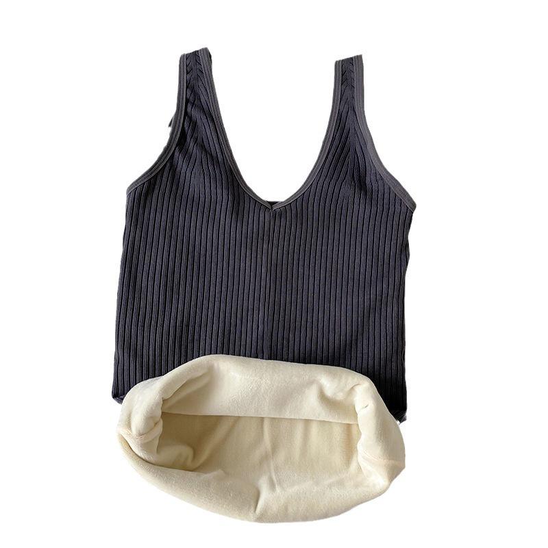 Women's Fleece-Lined Warm Vest: Slim Fit, V-Neck, Comfortable, Cold-Proof for Autumn/Winter