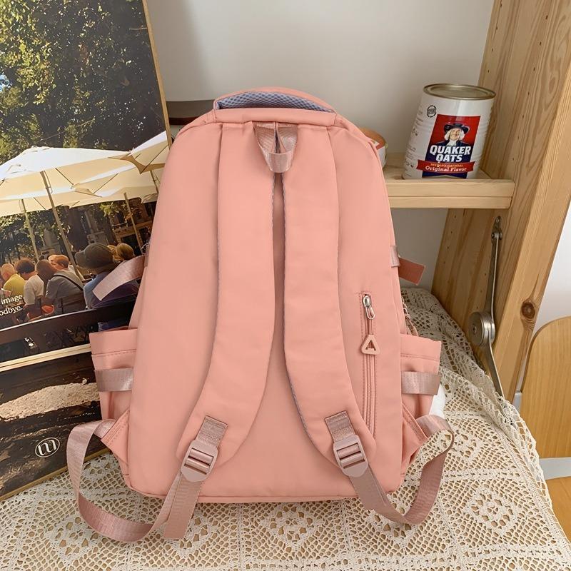 New schoolbag female college student solid color large-capacity backpack multi-layer sturdy middle and high school student backpack