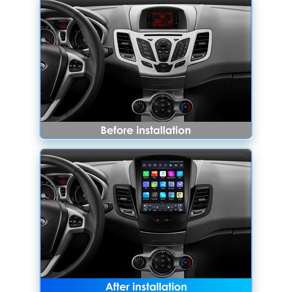 9.7'' QLED Screen 2din Android Car Radio Multimedia Video Player for Ford Fiesta 2009 - 2017 GPS Navi Carplay Auto 4G LTE RDS AI Intelligent Screen