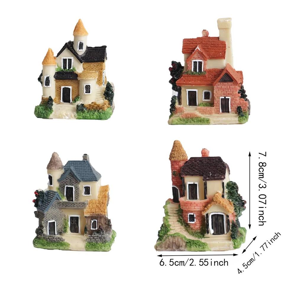 1pc-Resin House Miniatures Figurines Garden Decoration Fairy Garden Resin Craft House Micro Landscape Miniature House Ornaments